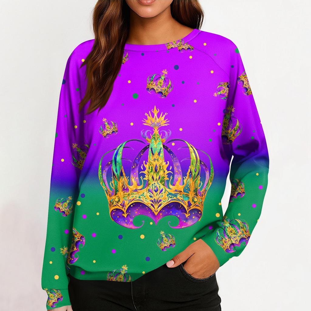 Round Neck Long Sleeve Sweatshirts For Women Print Graphic Top Casual Basic Tops Pullover