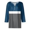 Damen T-Shirt mit Aufdruck, Knopfleiste, 3/4-Ärmel, für den Alltag, Wochenende, Basic, V-Ausschnitt, normales Oberteil