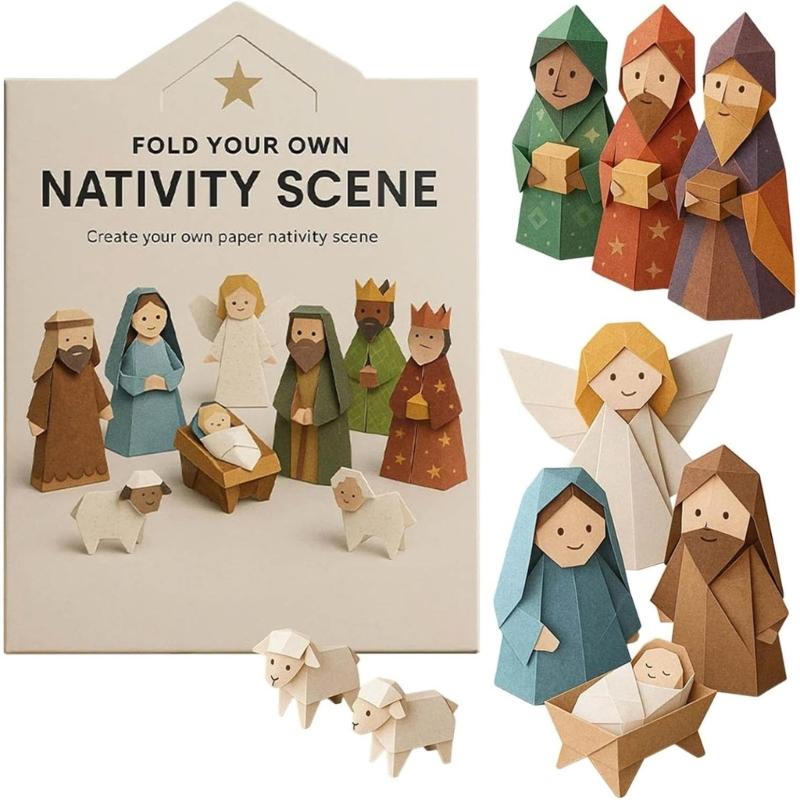 Christmas Nativity Paper Craft Set Easy Assembly For Kids Adults Holiday Homes Decoration And Storytelling
