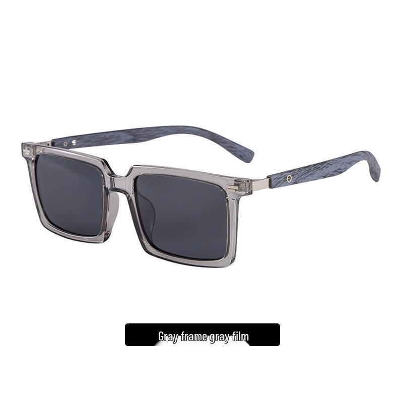 High-End Retro Square Sunglasses with UV Protection & Wood Grain Legs for Men & Women