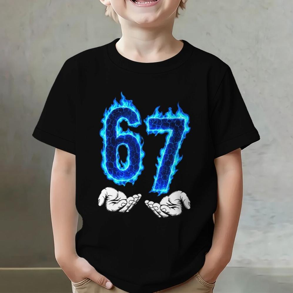 Boys Girls Number 67 Tshirt Cool Blue 6 7 Print Casual Daily Wear Tee Toddler Soft Cotton Tee 7th Birthday Boys Clothes