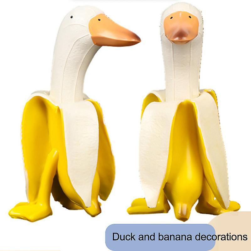 Banana Duck Art Statue Funny Fruit Animal Ornament Creative Home Desktop Decor  for Shelf Office