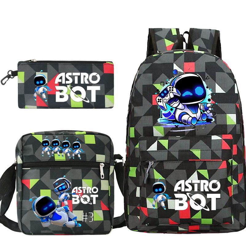 Astro Bot Printed Fashion Children's Backpack Cross-border Large-capacity Primary and Secondary School Student Casual Schoolbag Set