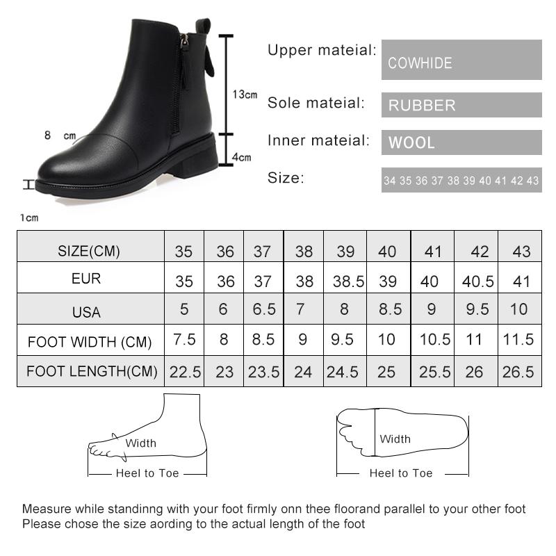 Fashion AIYUQI Women Boots Winter Fashion Anti-Slip Women Ankle Boots Mid Heel Natural Wool Genuine Leather Snow Boots Ladies