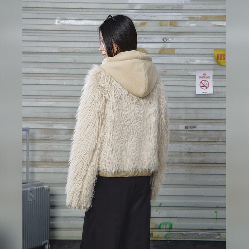 UNIFREE Women's Korean Style Faux Two-Piece Hooded Padded Jacket