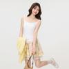 White pure desire bow sling vest women's summer new lace hem slim sleeveless top