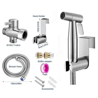 Handheld-Bidet-Sprühgerät Edelstahl-Sprühgerät-Kit mit 3-Wege-Ventil(G1/2 "-3/8") zur Toilettenreinigung und Körperpflege verwendet