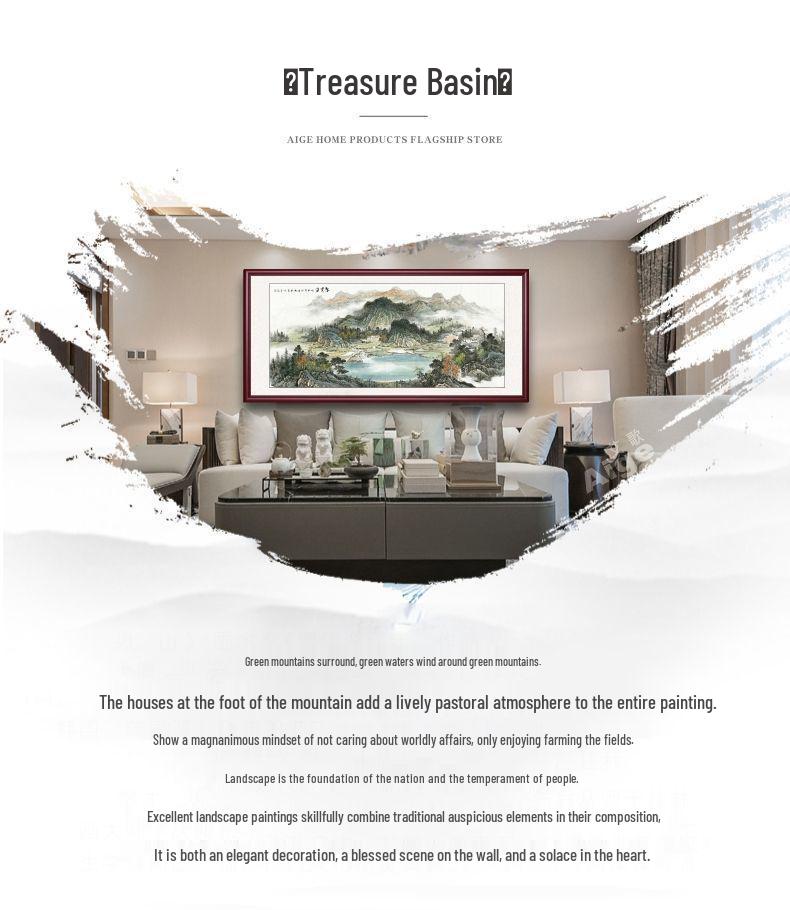 West Wall Calligraphy & Landscape Painting for Living Room Decor