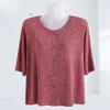 Mid-sleeved T-shirt Spring and Summer Thin Women's Blouse Spring Round Neck Ice Silk Knitted Bottoming Shirt