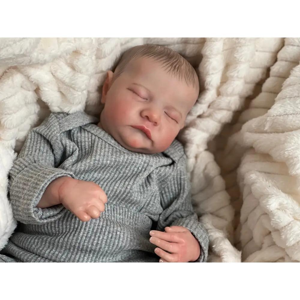 NPK 49 см Леви Кукла-младенец Реборн Спящий Мягкий Силикон Гибкая 3D Тон Кожи с Видимыми Венами Ручная Роспись Волос Кукла 49CM