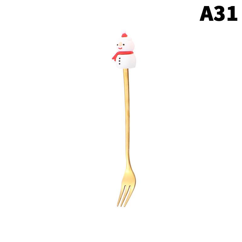 1/2/4/6 Stück Edelstahl Löffel Weihnachts Dessertlöffel Kuchengabel Cartoon Weihnachtsbaum Elch Löffel Gabel Weihnachtsgeschenkbox