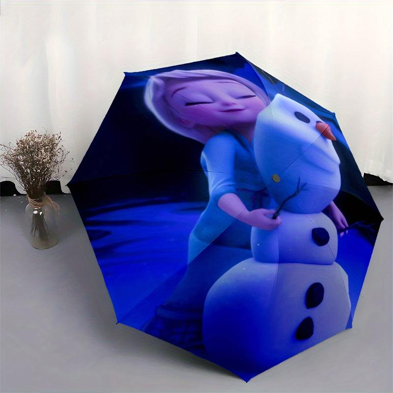 Elsa & Olaf Snowman Automatic Open/CloseUmbrella-CuteUmbrella with Cute Design, Portable 3-Fold Compact Umbrella for Men & Women, Valentine'