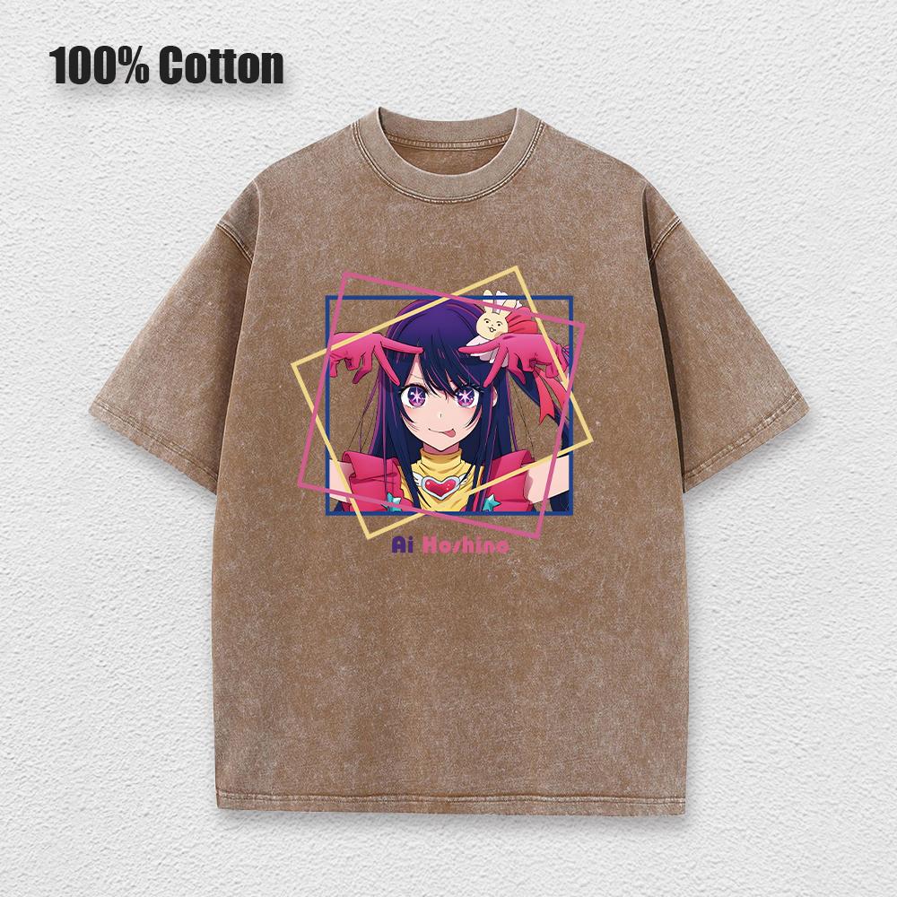 Acid Tshirt Kawaii Oshi No Ko Anime Ai Hoshino Cosplay Tshirt Hot Cartoon Fans Otaku TShirt Casual Solid Cotton Unisex Tee