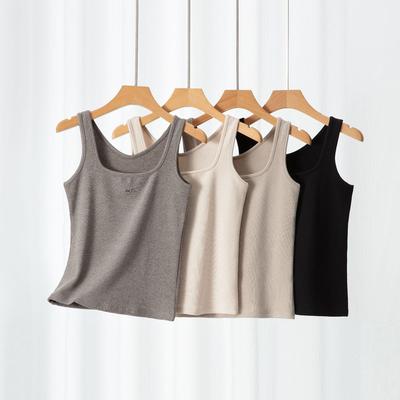 Damen Square Neck Ripp-Camisole - Sexy Slim Fit, Warm Ärmellos Herbst/Winter Oberteil