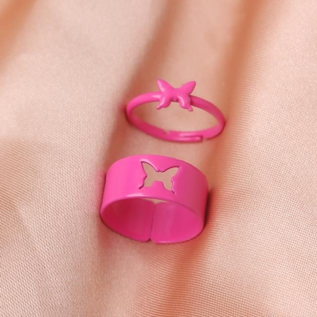 Set de inele cu lanț din rășină punk cool pentru femei, modă simplu, hiphop, la modă, alb, verde, reglabil, inel deschis, bijuterii, cadou pentru fete