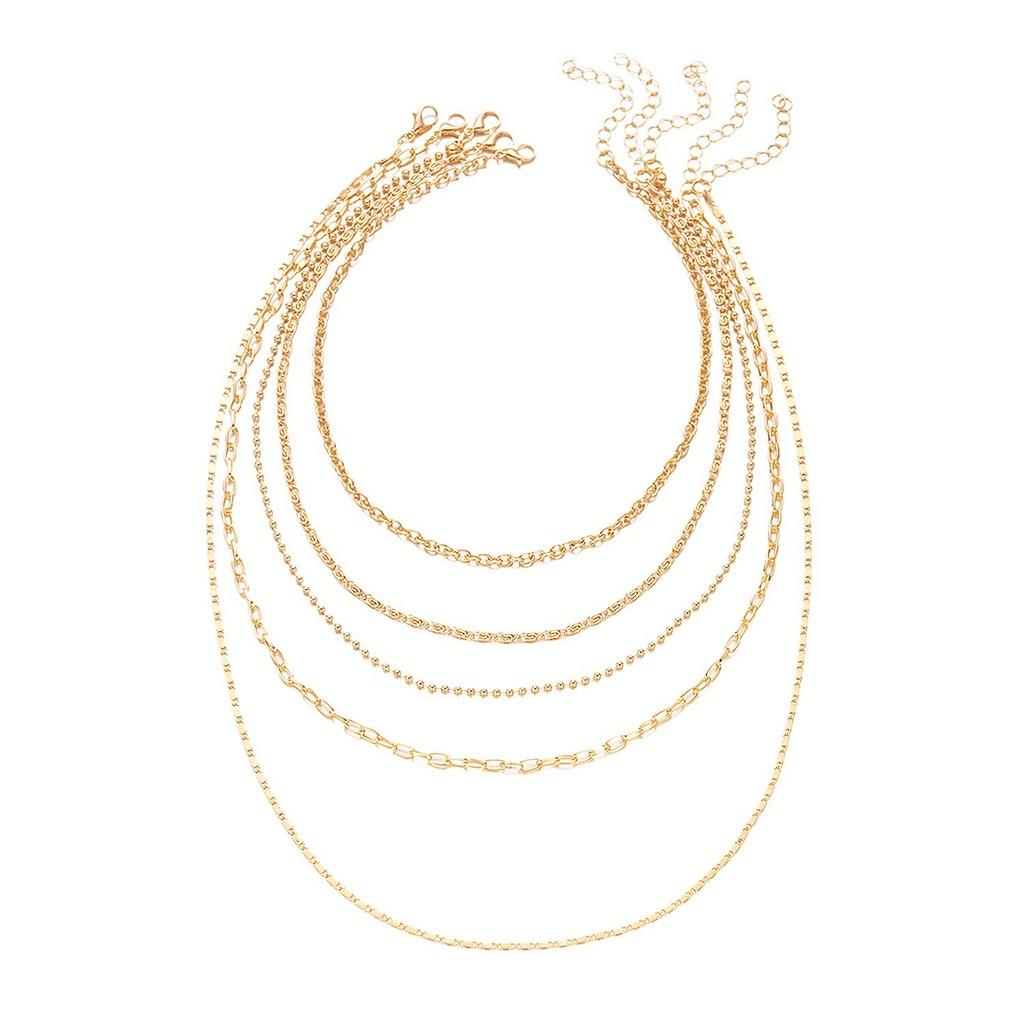 Geometric Multilayer Necklace Set For Women And Men With Copper Material And Stylish Design