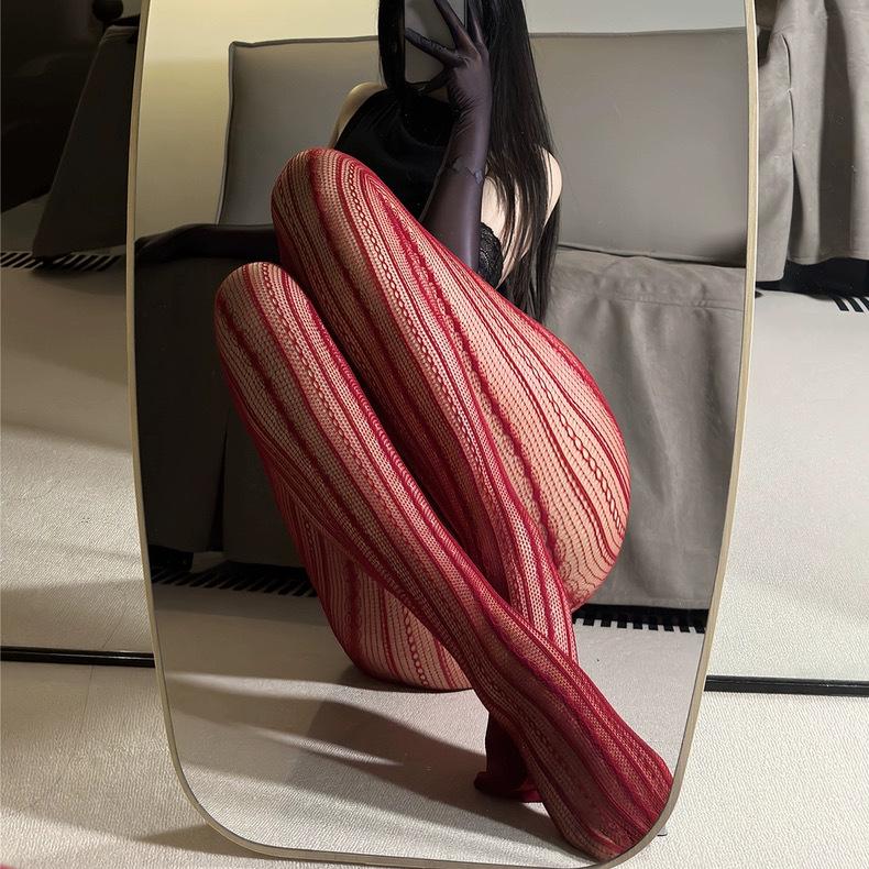 Sexy Sexy Stockings Prismatic Stripes Skinny Stockings Spice Girls Versatile Thin Pantyhose Temptation Hollow Fishnet Socks