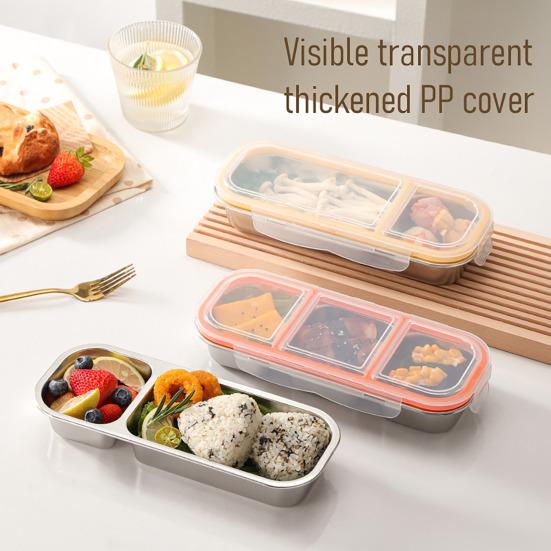 Stainless Steel Snack Container And Adults Box Leak-Proof 3-Compartment Reusable Lunch for Kids Crisper Box
