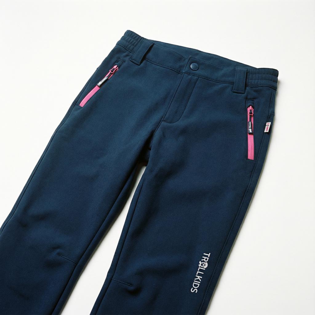 Spodnie softshellowe dziewczęce/chłopięce Trollkids Kids Fjell Softshell Pant granatowe (117-114)