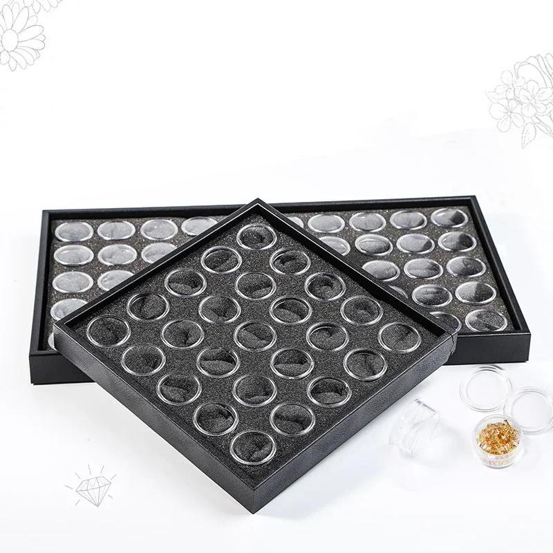 25/ 50 Grids Gem Display Case Diamond Storage Box Small Round Plastic Containers Box Jewelry Organizer Container with Foam