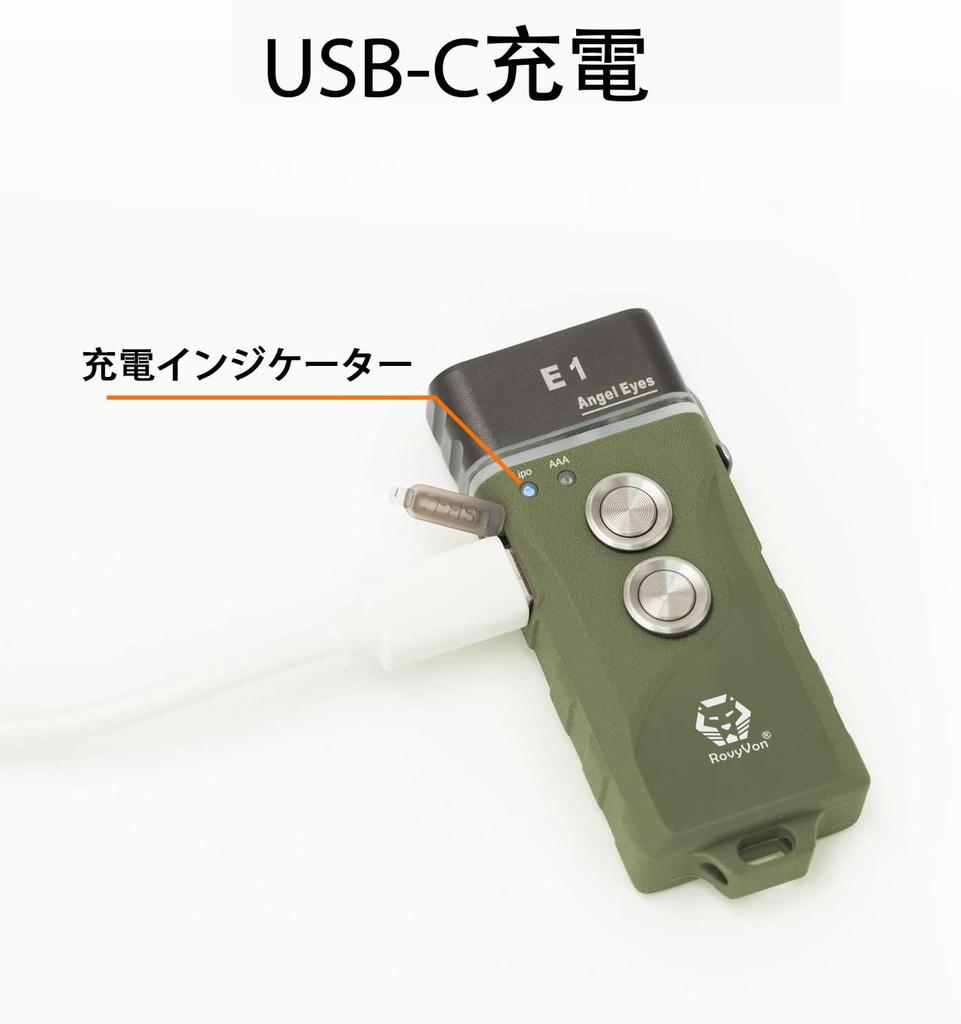 RovyVon E1 Hybrid Battery Dual LED 6500K Cool White Up To 700 Rechargeable Keychain Flashlight with AAA Battery for Dual Power Ultra-Compact