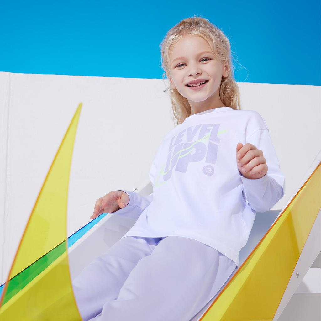 Nike Casual Sports Suit Two-Piece Letter Pullover Long Sleeve Top Comfortable Versatile Pants Kids Sets Purple N32432267GS-004