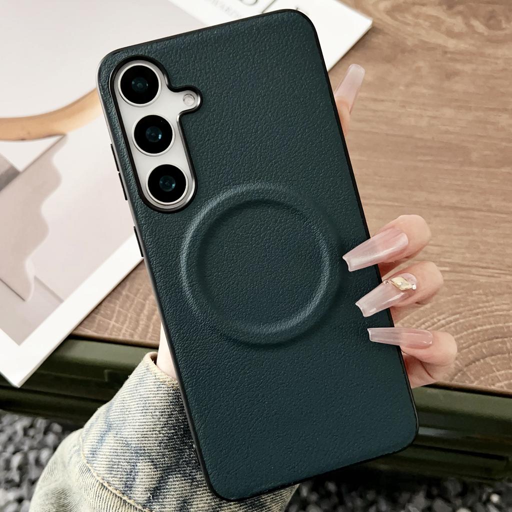 For Samsung Galaxy S25+ Magnetic Case PU + TPU Phone Back Cover