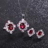 New European and American style retro imitation Hongbao fashion women's pendant necklace stud earrings ring set main stone 12 * 10 6 * 8