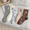 Women Socks Cartoon Cat Dog Japanese Kawaii Cute Middle Tube Socks Women Autumn and Winter Retro Long Socks