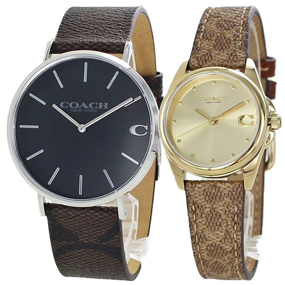 

Watch Pair Watch Storage Box Pair Watch Dark Brown Brown Leather Strap 1460215614504107 [Coach] Men s Women s [Item]