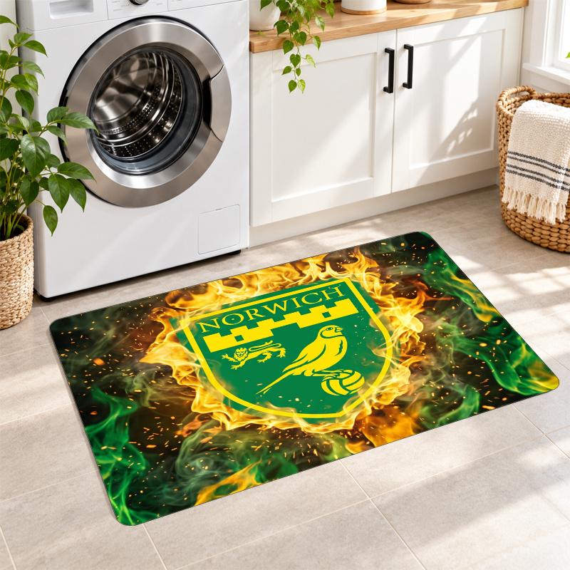 Flannel Kitchen Mat Norwich City Football Soft Area Rug Non Slip Floor Carpet Home Decoration
