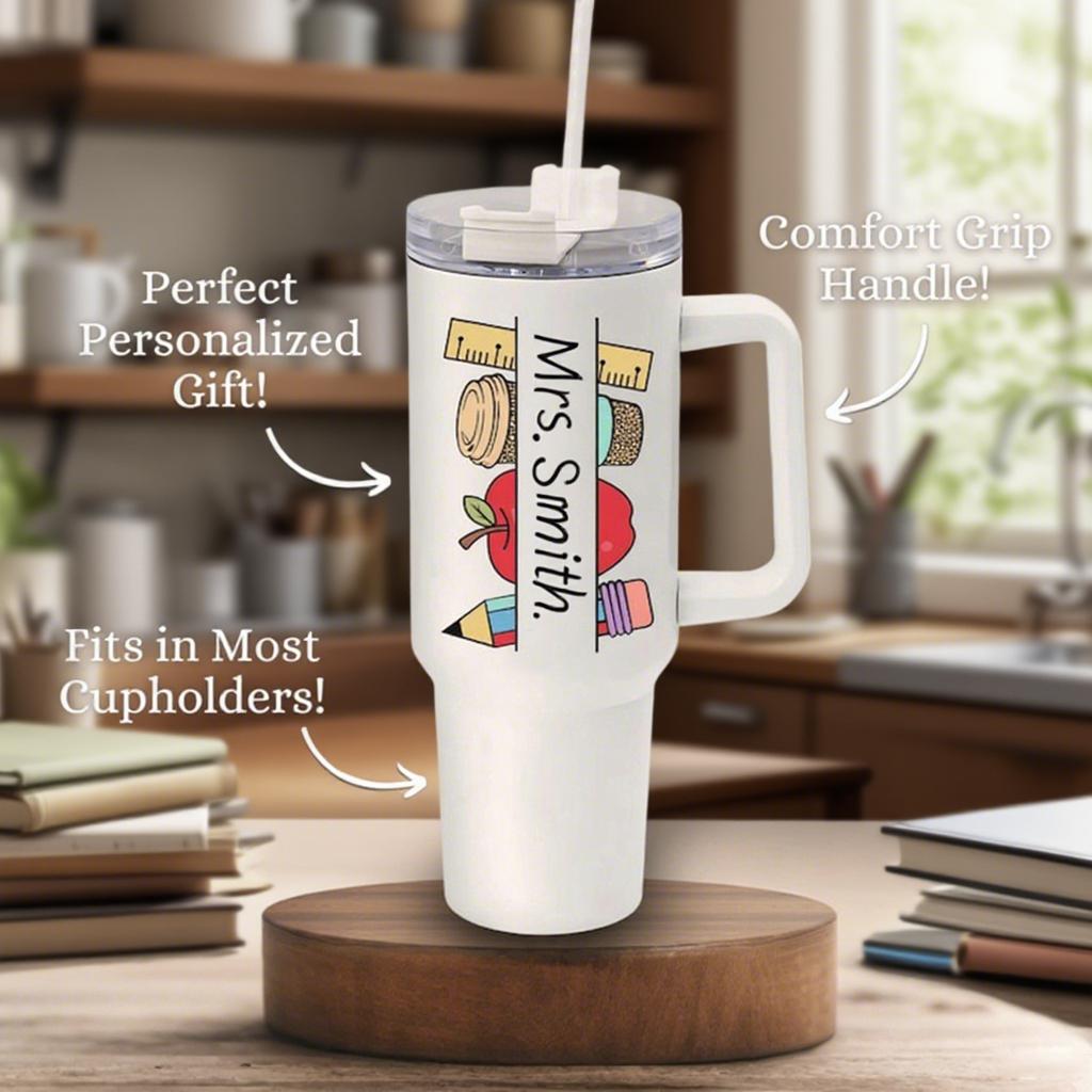 Teacher Thanksgiving Gift Customized Thermos Cup with Lid Straw Cup Personalized Car Cup Teacher s Day Gift Gift for Women 40oz