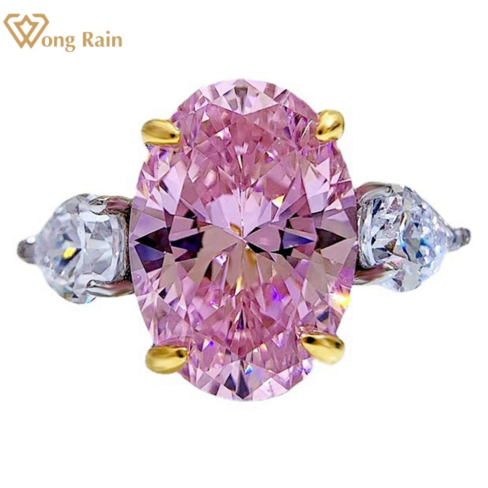 

Wong Rain, 100% стерлинговое серебро 925 пробы, овальное, 10*14 мм/10 карат, AAAAA, цирконы, драгоценный камень, свадебное обручальное кольцо для женщин, ювелирные изделия, подарок US 5 белый