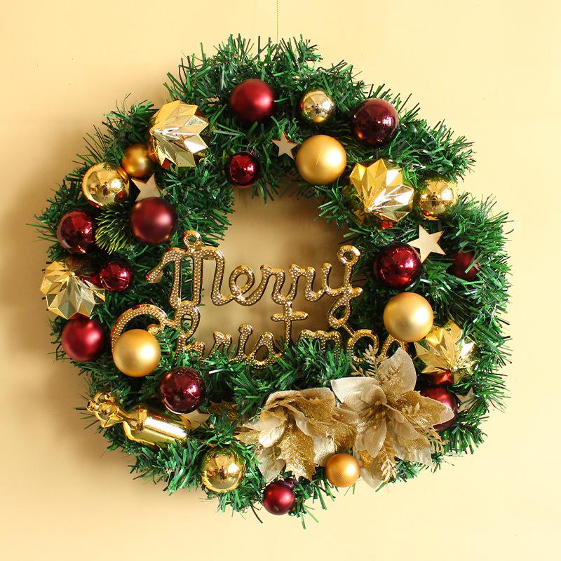 Port Love Christmas Door Wreath with Decorative Balls and Flowers