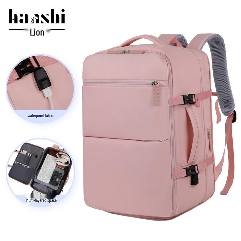 

Мужской и женский модный водонепроницаемый дорожный рюкзак - Высокая вместимость, стильный и идеально подходит для ноутбуков розовый