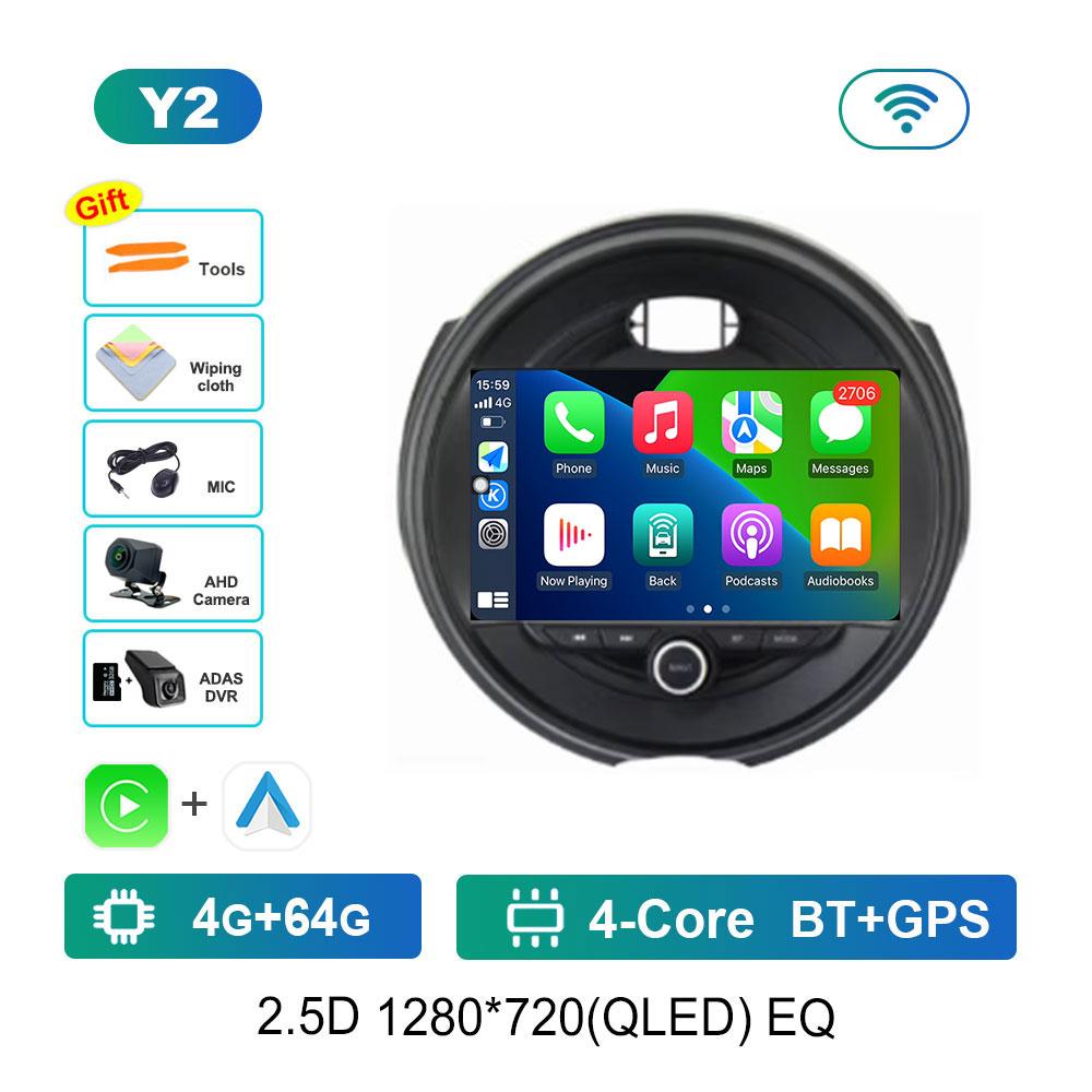 For BMW MINI Cooper F54 F55 F56 F60 2015 - 2019 Car Android 14 System DSP Stereo 4G Navigation GPS WiFi IPS Touch Screen BT