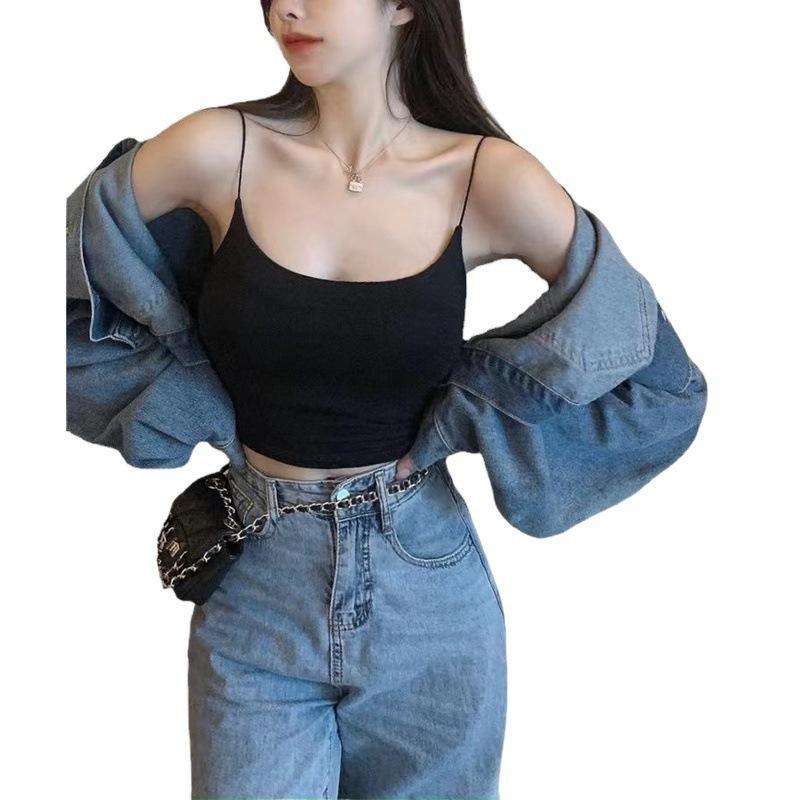 Ice Silk Camisole Vest for Women with Chest Cushion Beautiful Back and Strapless Short Base Underwear for Both Inside and Outside