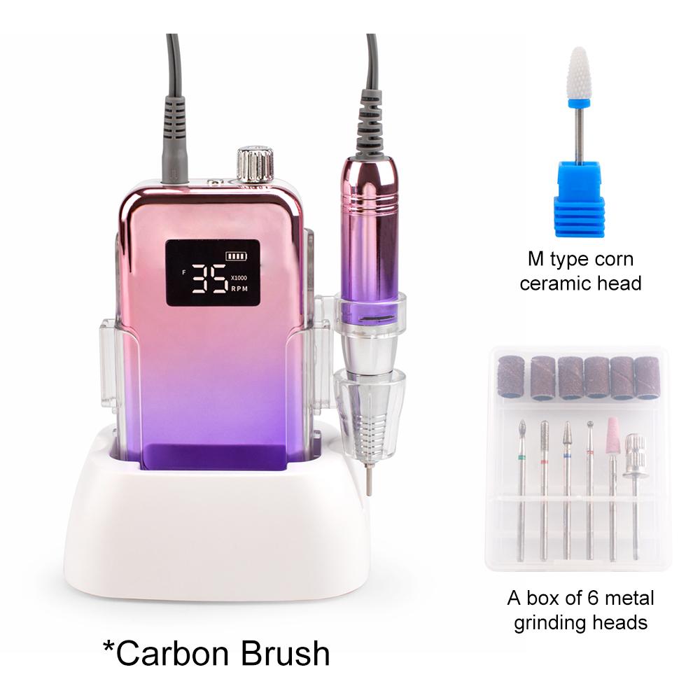 

BEPAN Display Screen 35000RPM Portable Nail Drill with Desktop Base Cordless Battery Drilling Machine Pink Handle Wireless 35000 UK