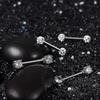 Katea 2 Pairs 316l Stainless Steel Nipple Rings Barbell Crystal Ball Piercing Nipple Cz Tongue Rings 14g S