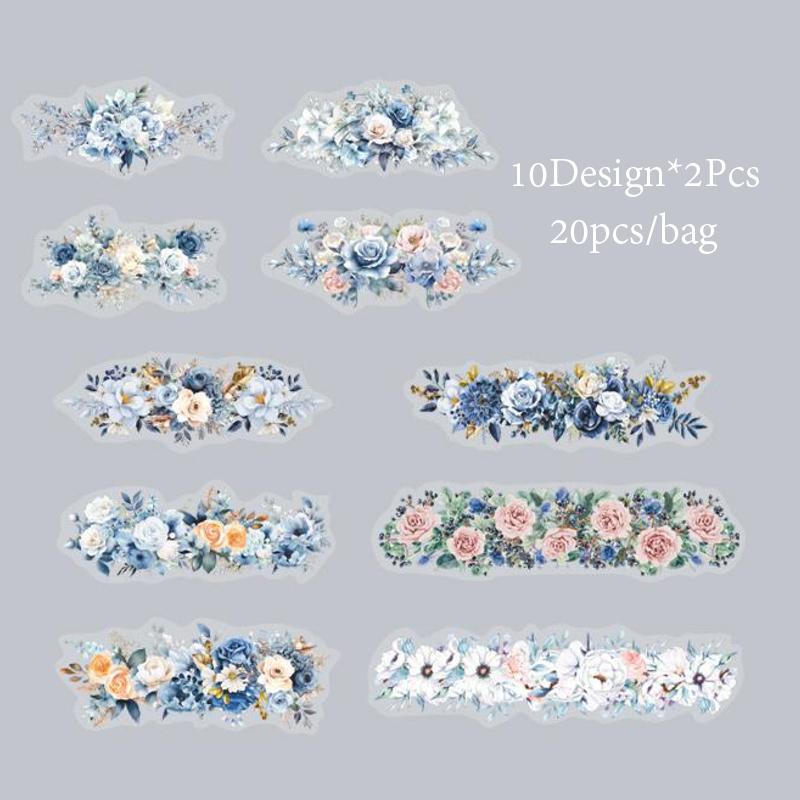 

20 шт./упак. наклейки из ПЭТ, озеленение растений, цветочная тема, сделай сам, материал для украшения, серия «Цветок и море», великолепное украшение ручной работы
