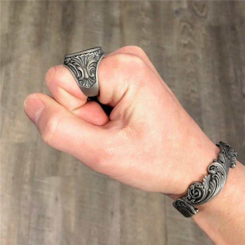 Adjustable Skull Ring Men Women Sterling Punk Gothic Fashion Jewelry Geometric Design Electroplated Finish