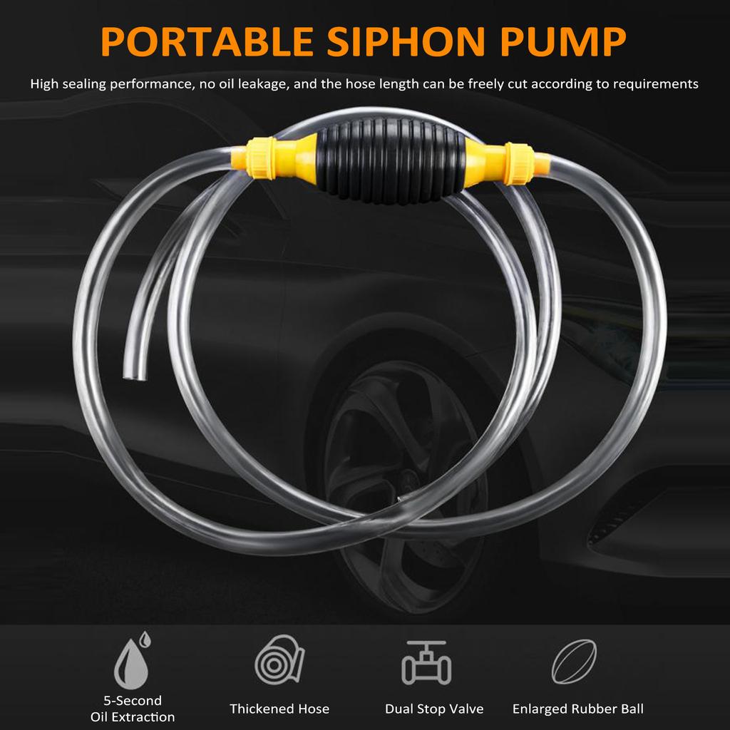 Siphon Hand Pump, Portable High Manual Car Fuel Transfer Pump with 9.8 Ft Syphon Hose Valve for Gasoline Oil Liquid Water