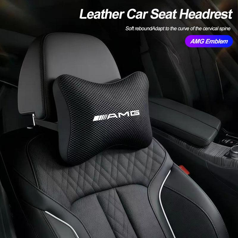 Car Seat Memory Foam Headrest Auto Logo Neck Pillow For Mercedes Benz AMG W203 W205 W206 W211 W220 W212 W201 W210 W108 W168 GLC