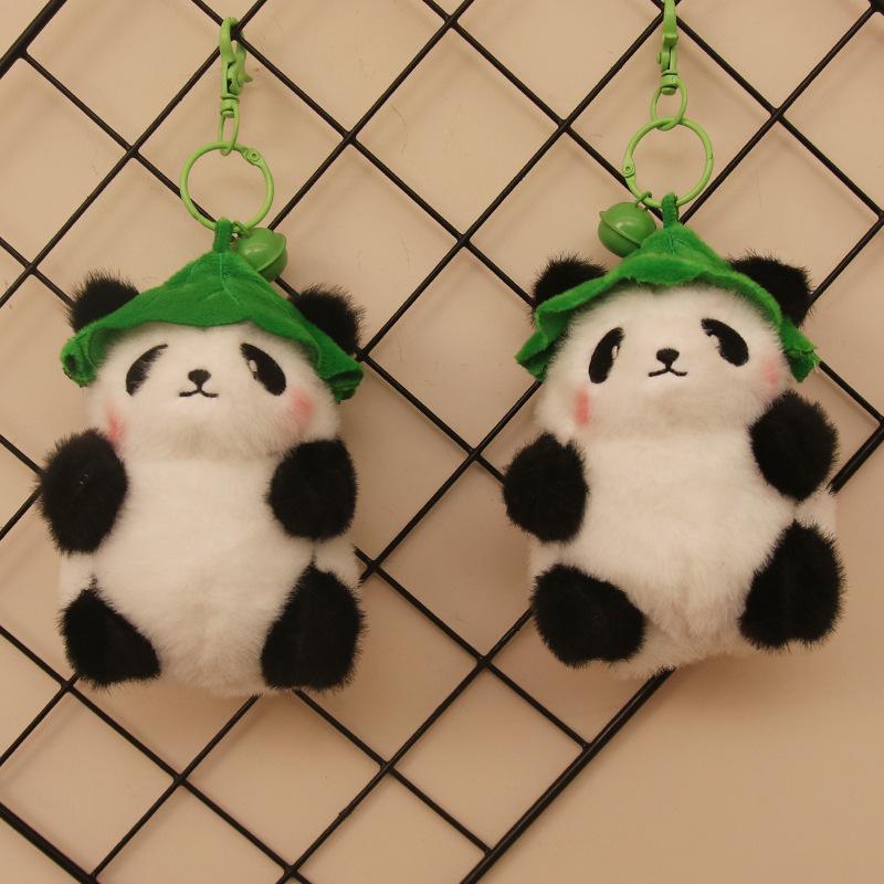 New cute lotus leaf red panda plush doll children's three-inch doll gift pendant small doll