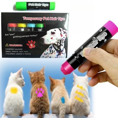 1PACK/6PCS Pet Dyeing Disposable Dog Hair Dyeing Easy Cleaning Color Crayon Hair Dyeing Water-based Formula Temporary Dyeing