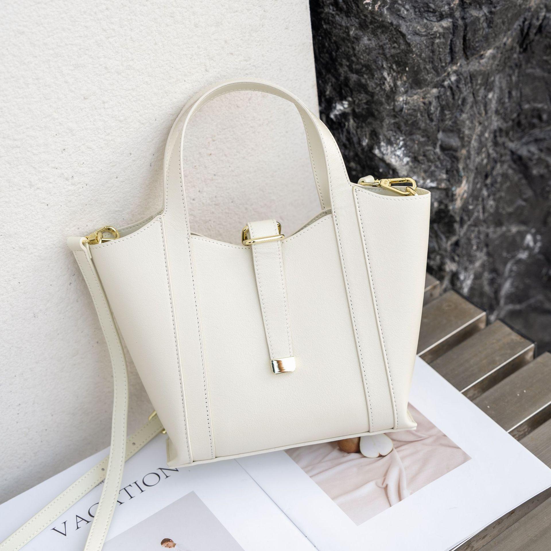 

Женская сумка через плечо из коровьей кожи, простая и модная, для девочек, большая вместимость, переносная сумка из мягкой кожи белый