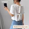 JPNTKY Women's Fashion Casual Solid Color Print Short Sleeve Blouses & Shirts