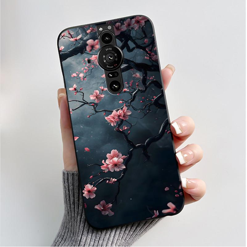Printing Pattern Case For Sony Xperia Pro-I Fundas Soft Silicone Black Shell Cover Cute Flower Cartoon Casing Capa Coque