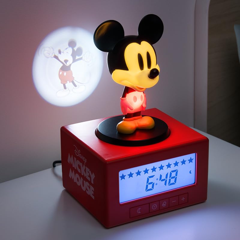 Paladone Disney Mickey Mouse Sleep Training Alarm Clock Officially Licensed Gift Kids Projection Bedroom Night Light -