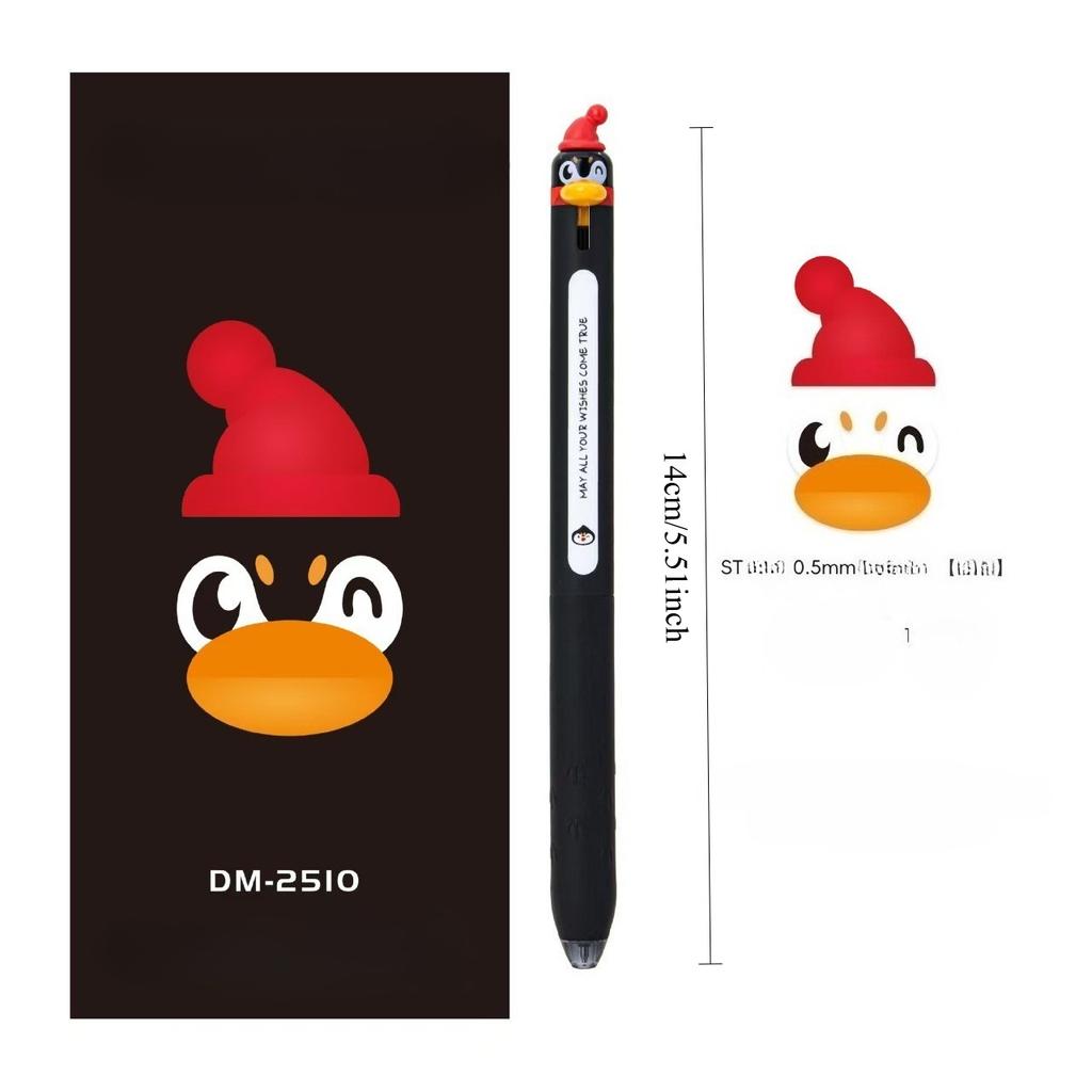 12Pcs Cute Cartoon Penguin Ballpoint Pen 0.5mm Quick Drying Black Gel Pen Creative Writing Pen Student School Office Supplies